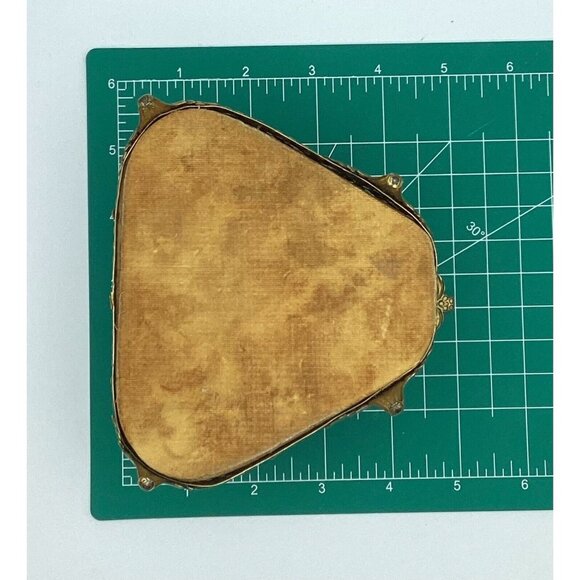 1920s Jewelry Casket Triangle French Pierced Gilt Brass & Beveled Glass - Picture 8 of 8